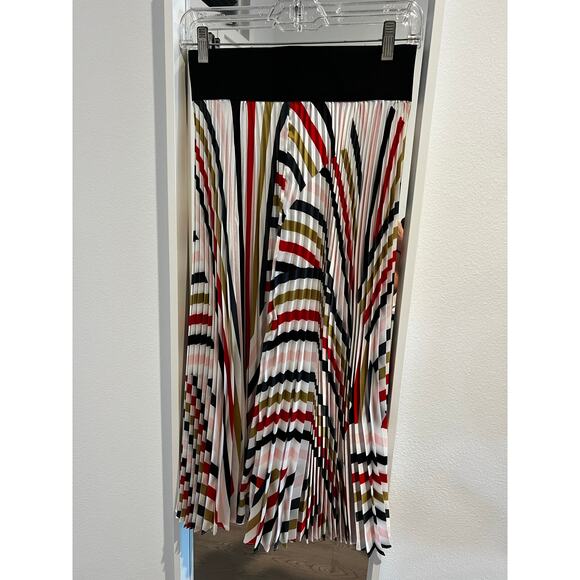 Milly Pleated Midi skirt striped multicolor size 0 - Picture 6 of 8